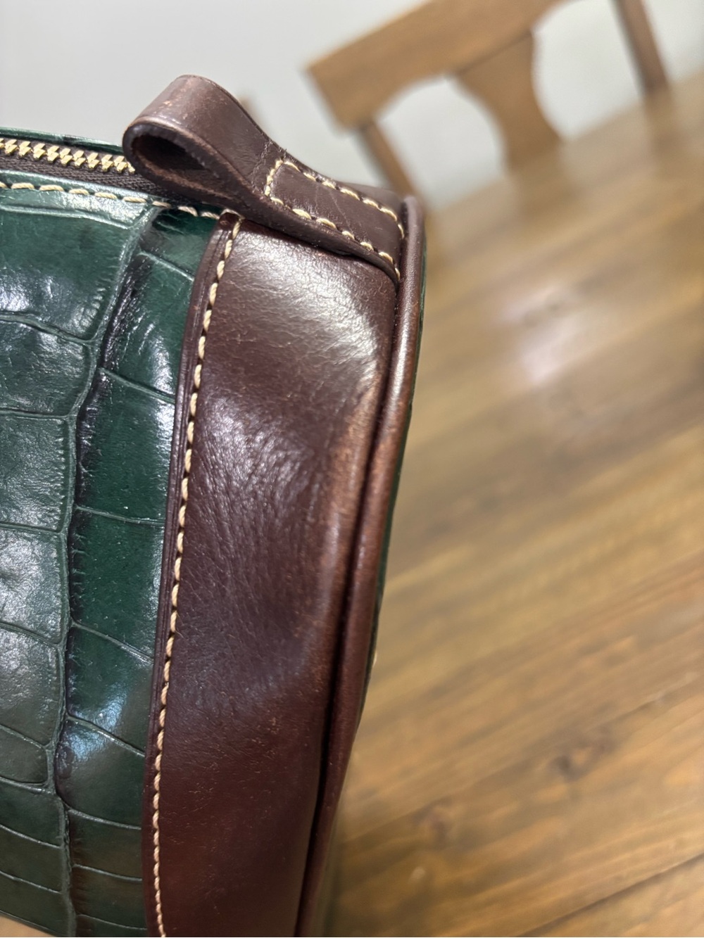Dooney & Bourke Oakdale Zip Zip Satchel in Green Croc-Embossed Leather - Picture 9 of 15